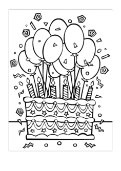 Birthday Cake And Lots Of Balloons Tracing Worksheets Pdf, Free Vectors File